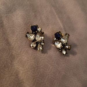 Navy and crystal statement earrings